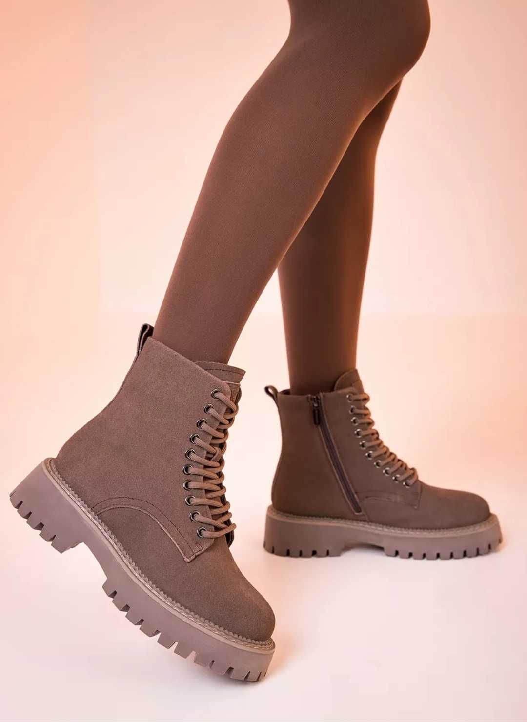 Зимние женские натуральные замшевые ботинки