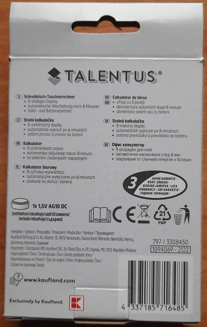 Talentus mini calculator de birou solar / cu baterie