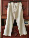 Pantalon din in si bumbac, talie reglabila cu snur