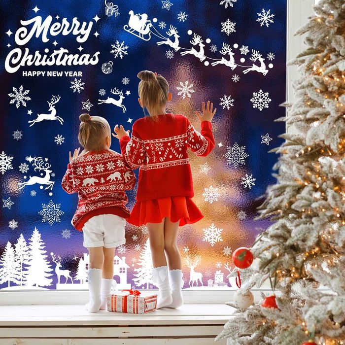 Set 9 coli autocolante 19x29cm, stickere pentru fereastra de Craciun