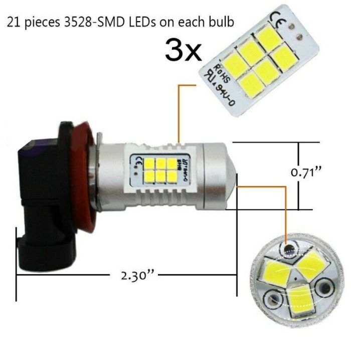 LED крушка за автомобил без вентилатор ЛЕД кола H7, H4, H3, H1, H11 H8