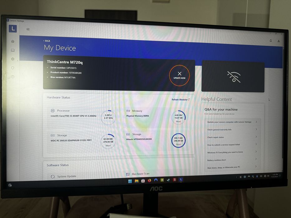 Lenovo ThinkCentre M720Q i5 9500t , 16gb DDR4