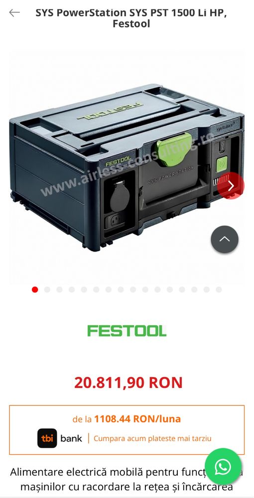 Festool statie alimentare SYS-PST 1500 LI HP