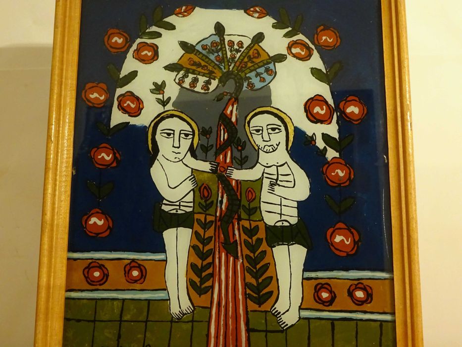 Icoana pe sticla ‘Adam si Eva’, zugrav Feur Gheorghe, din Nicula