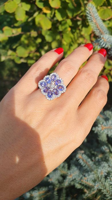 Inel Aur 14kt cu Tanzanite si Diamante Naturale