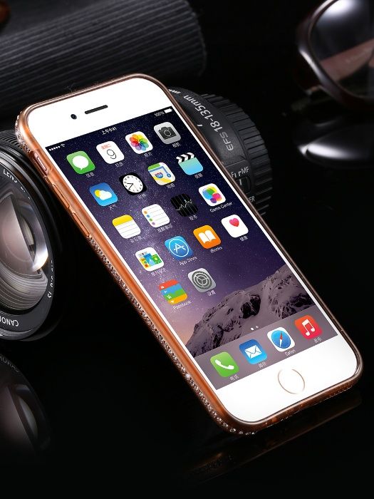 Husa Apple iPhone 6/6S, Elegance Luxury placata cu diamante Gold