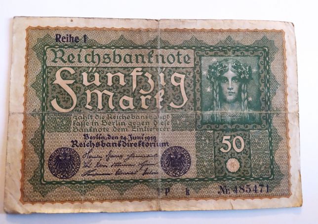 50 marci 1919 bancnota Germania stare buna