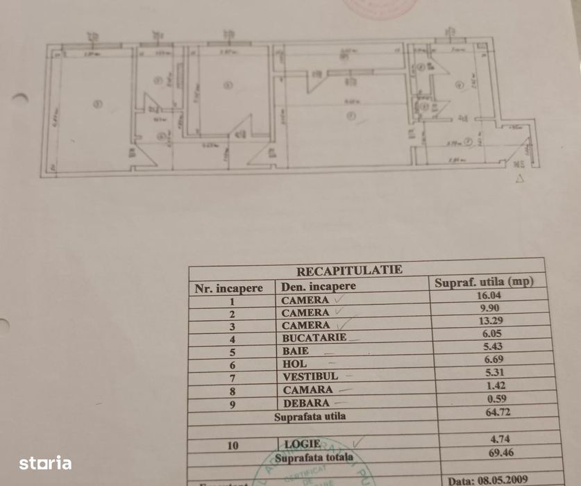 Vanzare apartament 3 camere Militari Piata