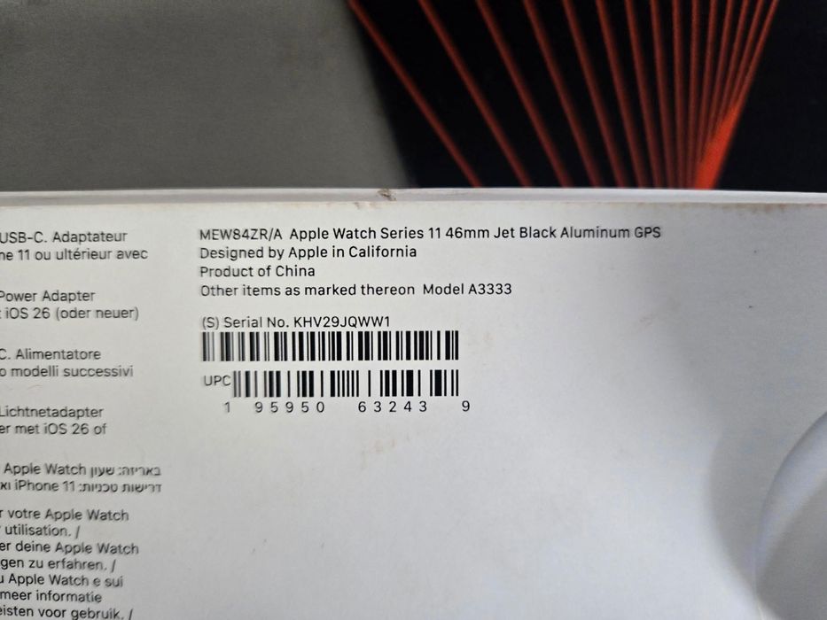 Apple Watch 11 GPS, Корпус Jet Black Aluminium 46mm, Black Sport Band