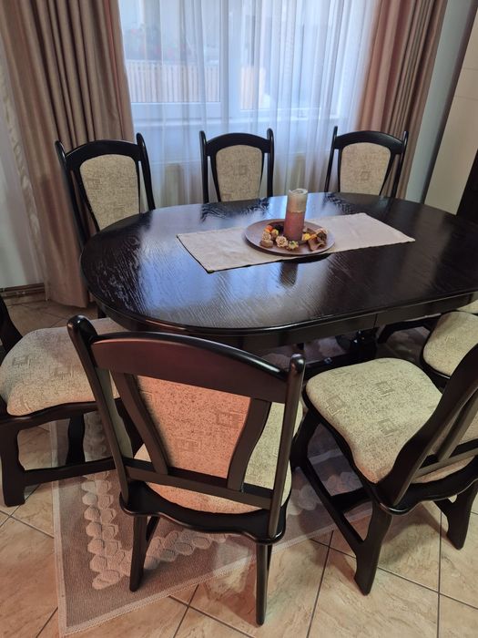 Vand Set Masa + 8 Scaune Living Lemn Masiv SuperPret!