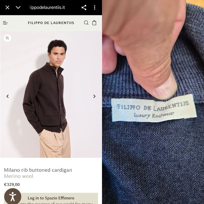 Cardigan artizanal bărbătesc Filippo De Laurentiis, Lână Merino - 50