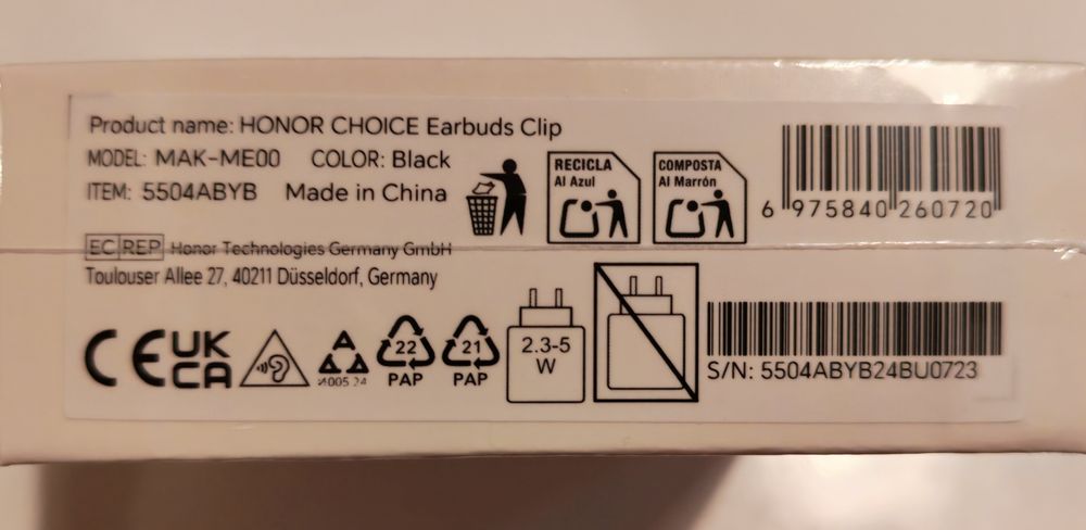 HONOR CHOICE Earbuds Clip 
Titanium Arch Bridge 
Comfortable Open Wear