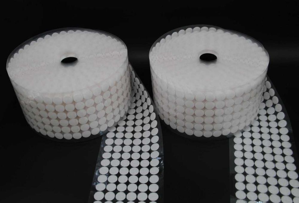 Липучки самоклеющиеся,  15 мм, белые рулон 10 000 пар (20 000 шт)