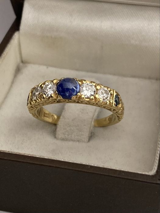 Inel aur 18kt.cu diamante 0.75ct.si safire