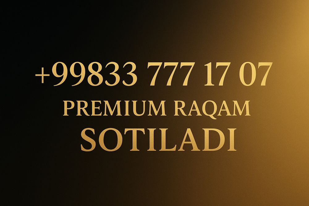 Premium raqam sotiladi.Shaxsiy biznes uchun esdan qolarli raqam!