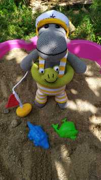 Плетена играчка хипопотамът Хенри, подарък за деца, еко, вълна