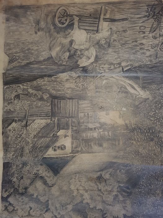 Tablouri vechi creion si acuarele