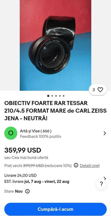 Obiectiv foto Carl Zeiss Tessar 210mm f4.5 m62