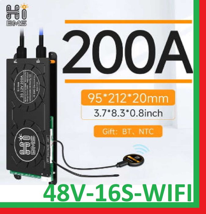 Baterii celule Lifepo4-BMS Hibms 200A-16S-invertor fotovoltaic