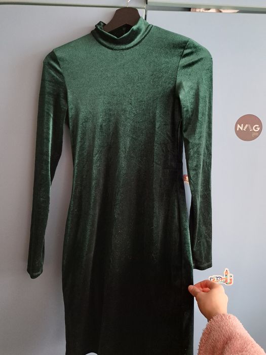 Rochie catifea verde XS 34