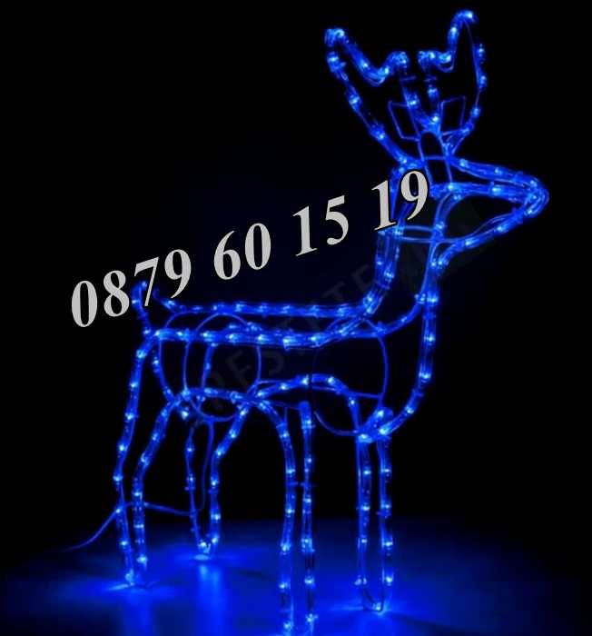 Коледен светещ елен, коледна украса, жълта, бяла или синя светлина