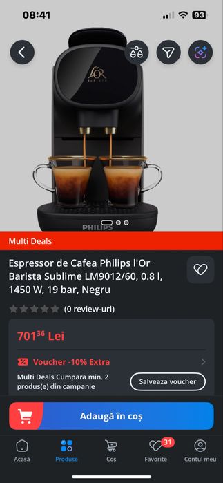 Vand aparat cafea philips barista