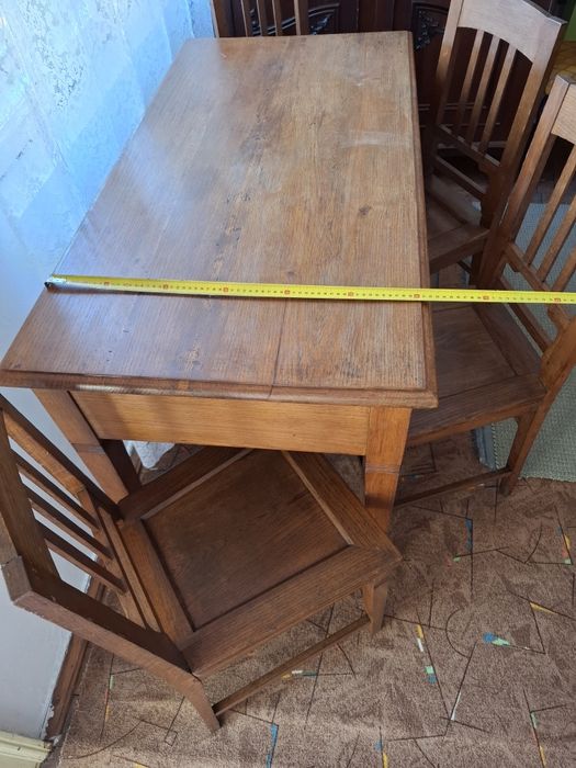 Masa lemn masiv din stejar + 4 scaune