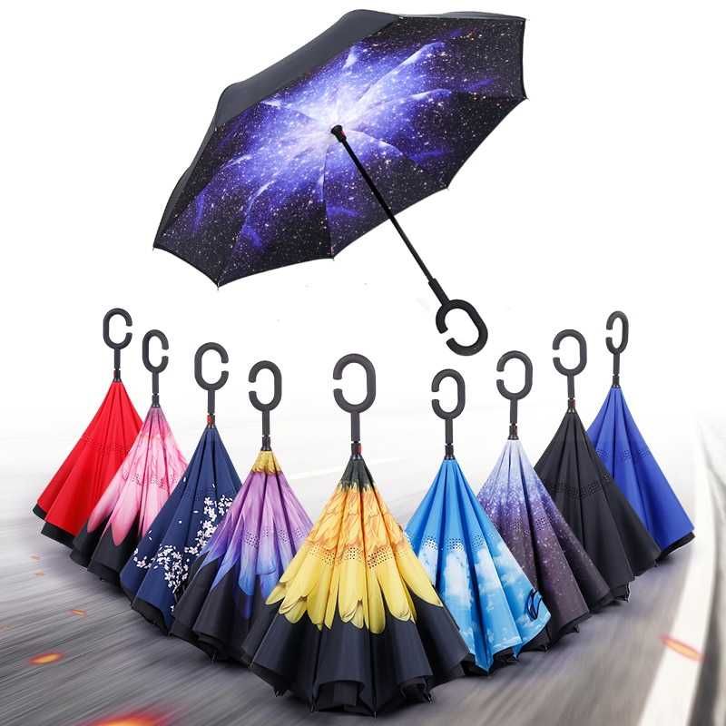 Ветроупорен, стабилен, затварящ се наобратно чадър Coolbrella,чадъри