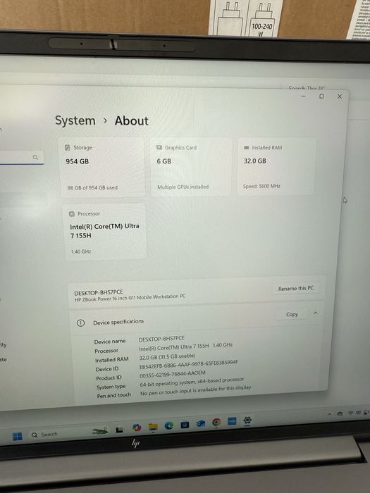 Laptop Hp Zenbook power G11 Intel Ultra 7 32Gb ram