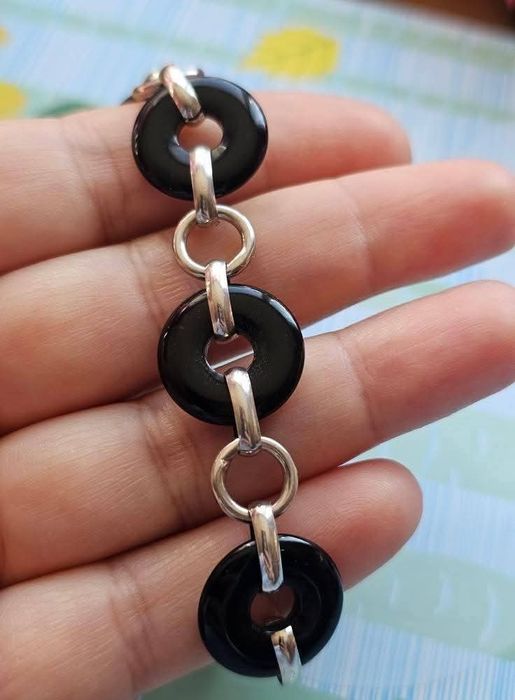 Красива сребърна гривна с Черен Оникс