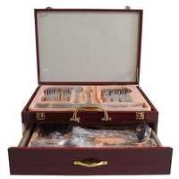 Комплект луксозни прибори 72 части  в дървен куфар Неръждаема стомана