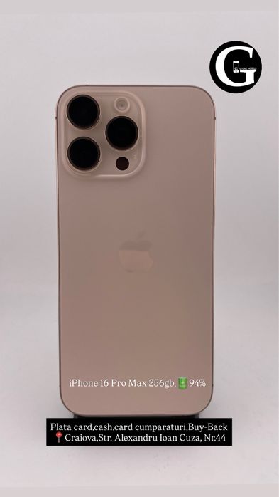 G Store Mobile! OFERTA: iPhone 16 Pro Max 256gb,94%