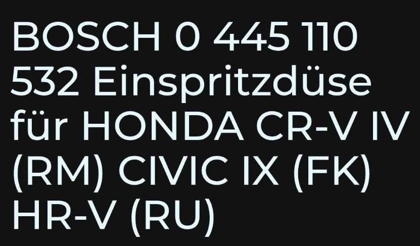 4 тествани, кодирани Bosch/Бош дизелови дюзи за Honda CRV, Civic, HRV
