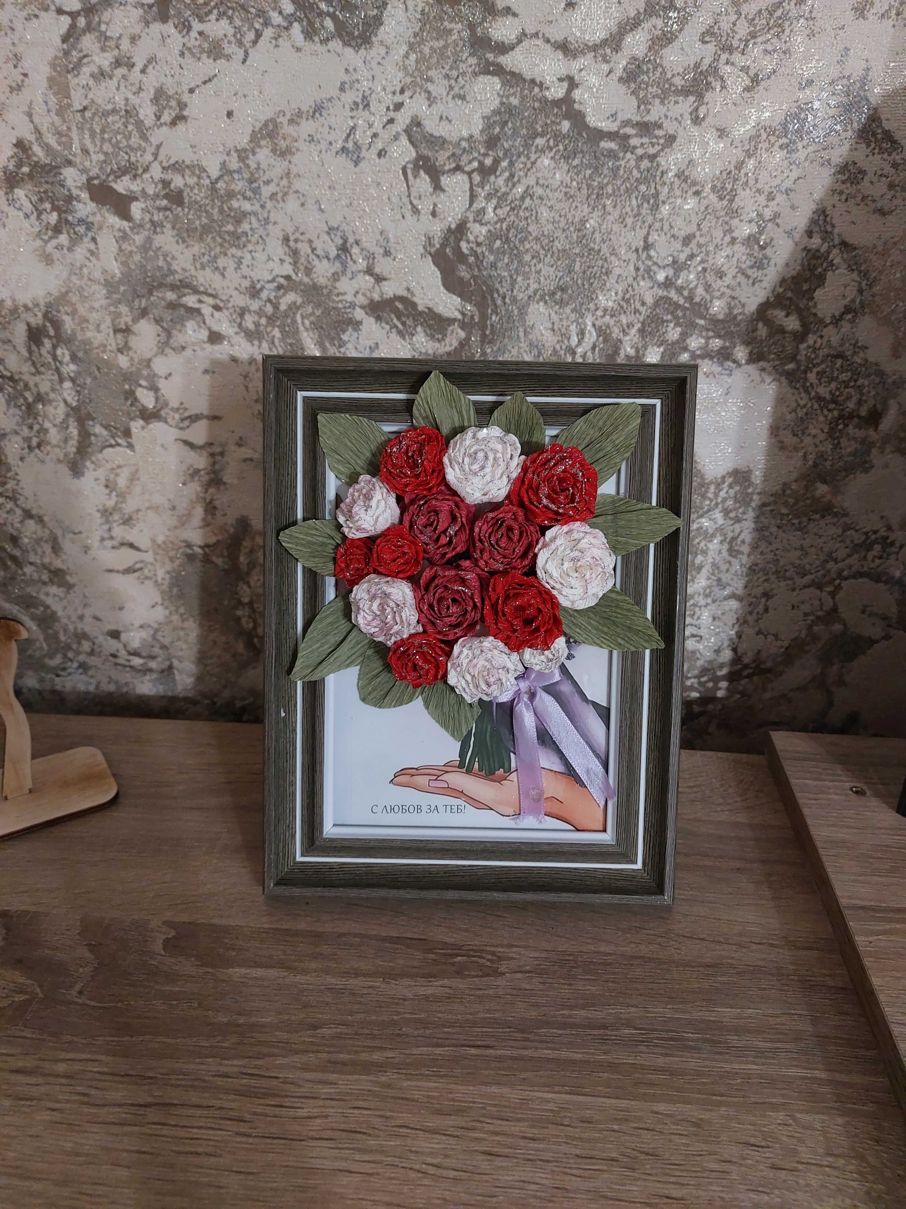 ЗД картина от хартиени рози