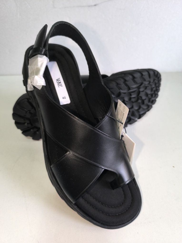 Sandale noi, piele, Zara, nr 40