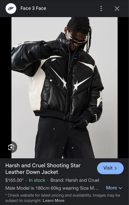 Vand geaca Harsh And Cruel shooting star leather down jacket marime L