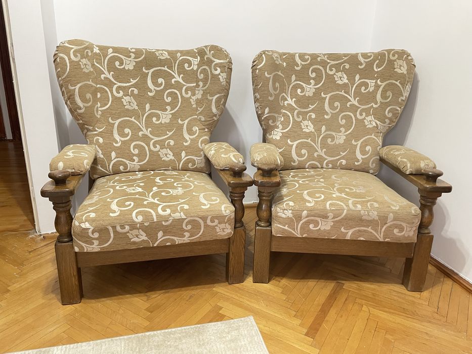 Mobilier Sufragerie Lemn Masiv – Canapea + Fotolii