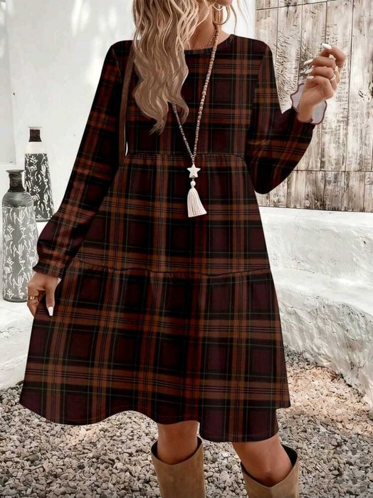 Дамска карирана рокля 4XL