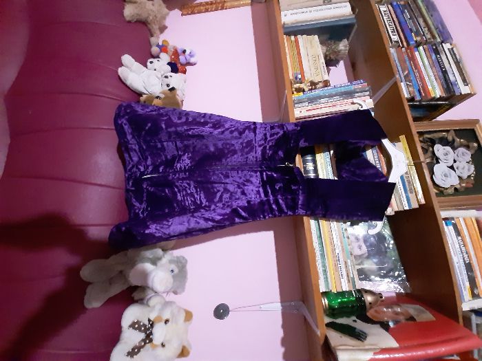 Sarafan de blugi original cu broderie, Sarafan catifea albastru