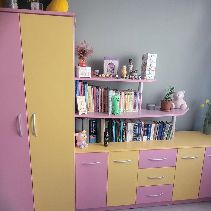 Продава се детска секция (гардеробче, рафтове и шкафове)!