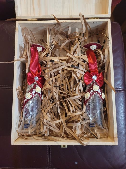 Set pahare șampanie hand-made, Cristal Bohemia