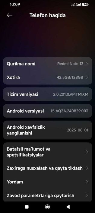 Redmi not 12 abmen ili naqt