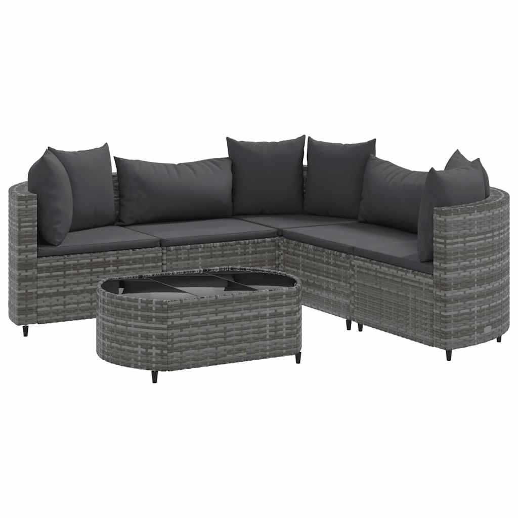 Set mobilier gradina/terasa canapea/coltar cu perne Gri Ratan CUNEO