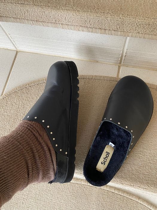 Scholl кожени чехли с косъм