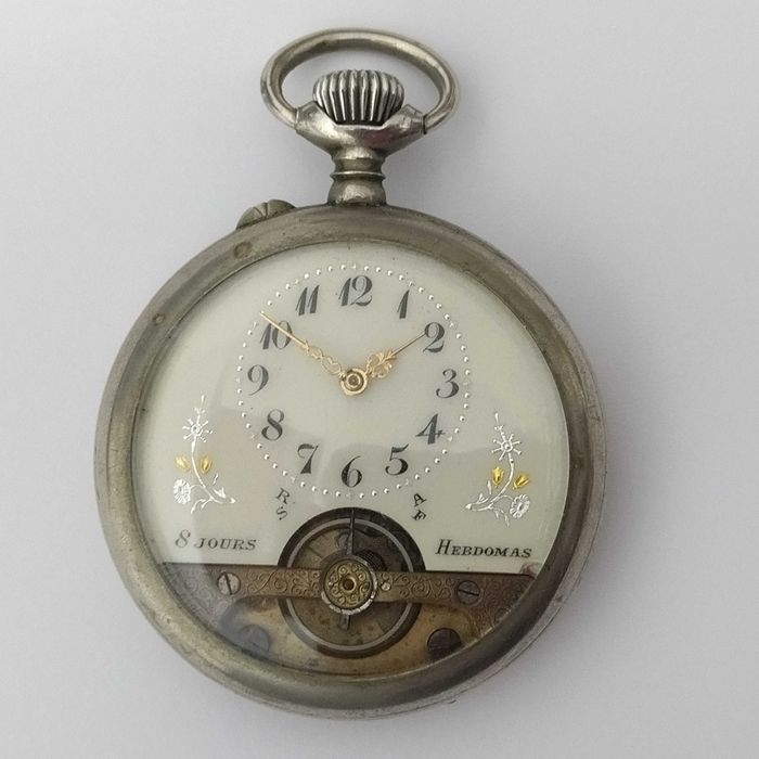 HEBDOMAS 8-дневен, швейцарски джобен часовник, профилактиран,перфектен