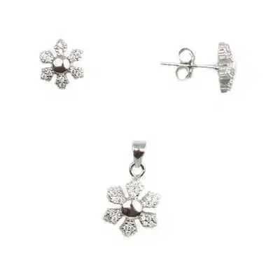 Set argint rodiat cercei si pandant - DA78