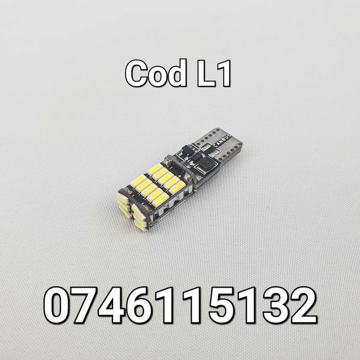 Bec LED Pozitie-Numar-T10 W5W-CANBUS-1000Lm-26 LED-6000K-Multimarca-L1