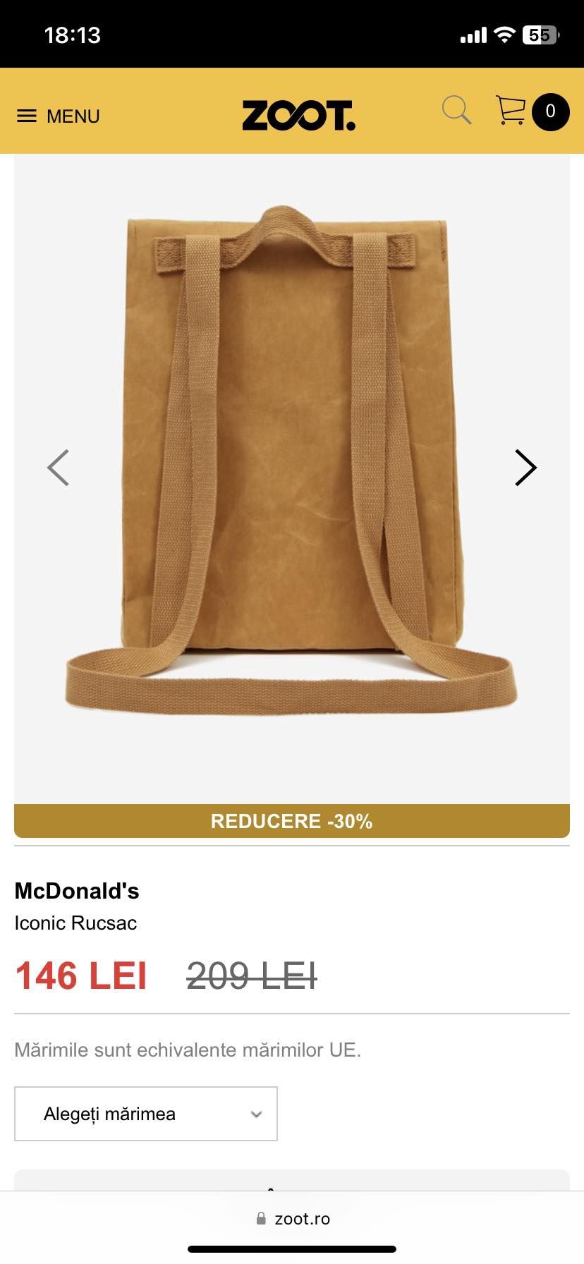 Vând rucsac McDonalds nou