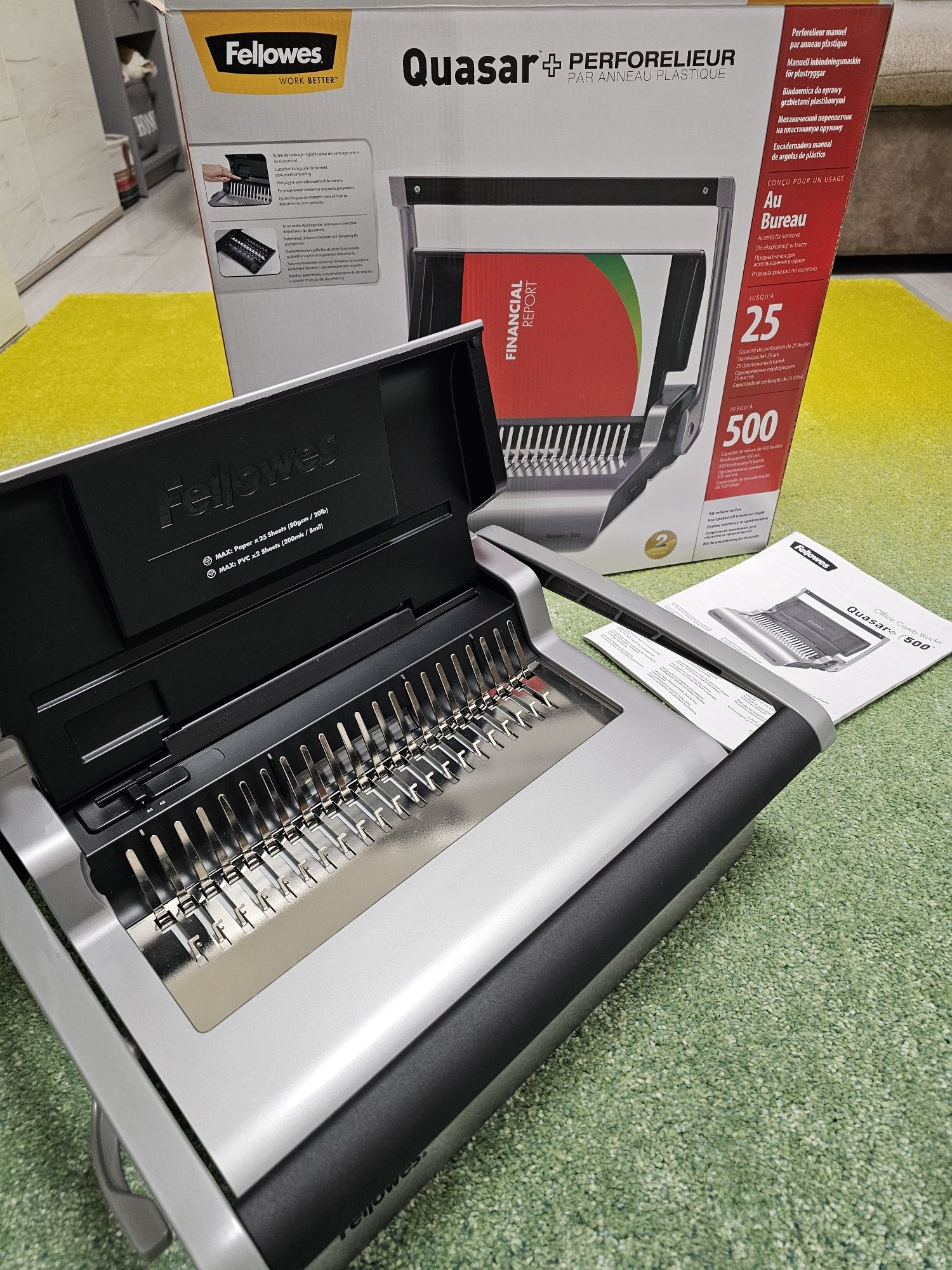Aparat de indosariat inele plastic FELLOWES Quasar +500