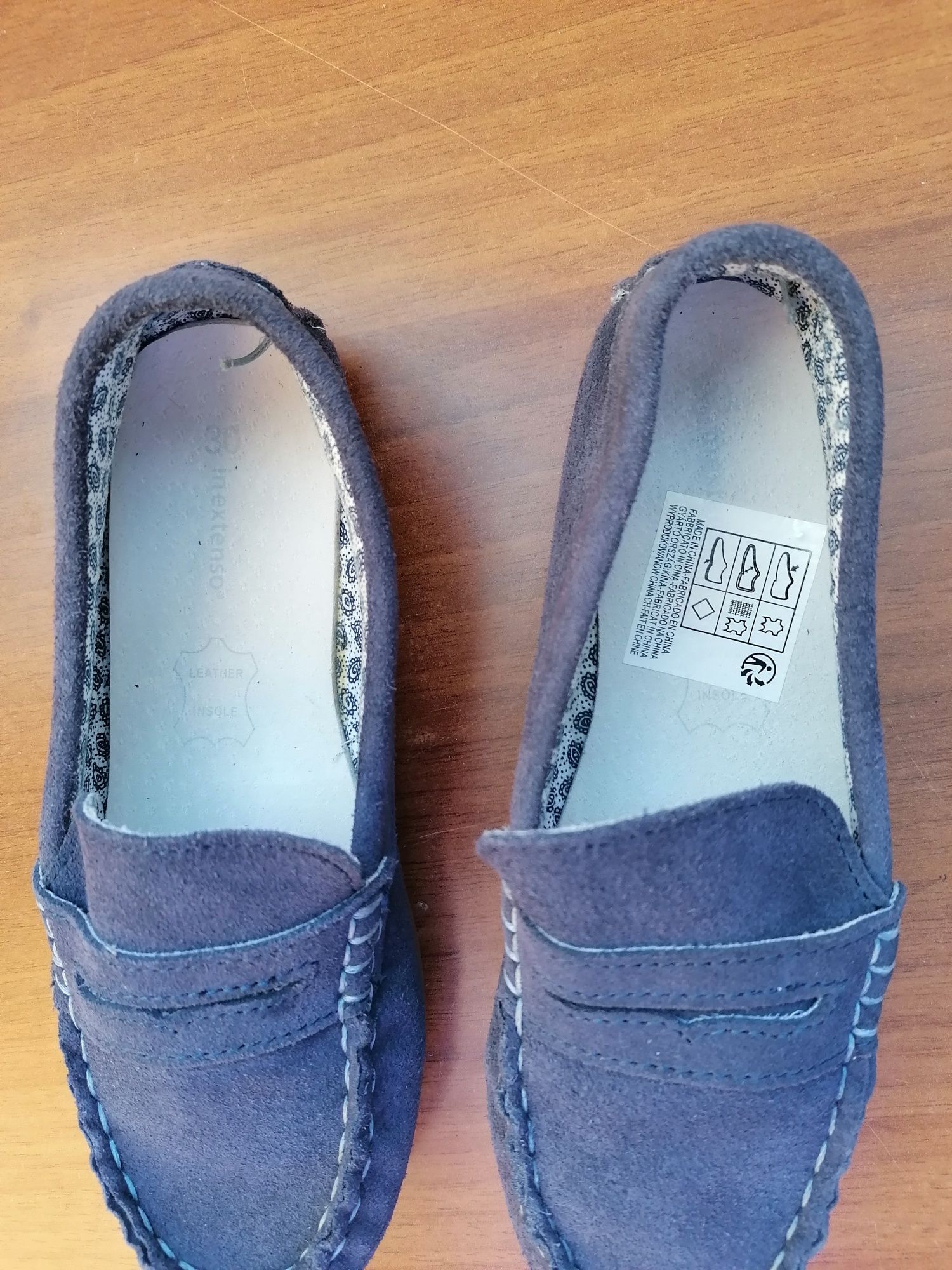 Pantofi noi din piele, m 30, bleumarin Inextenso